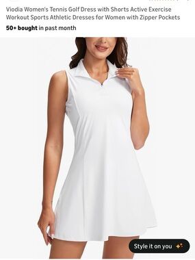 Sleeveless White Tennis Dress with Zip Collar